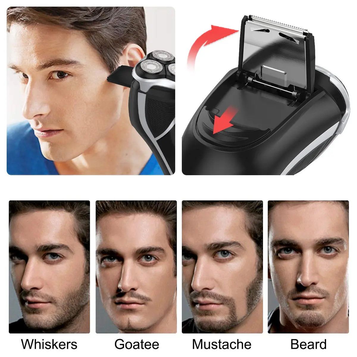 MAX-T Men's Electric Shaver 3D Rotary Wet & Dry Waterproof Rechargeable | Close & Comfortable Shave - view 5