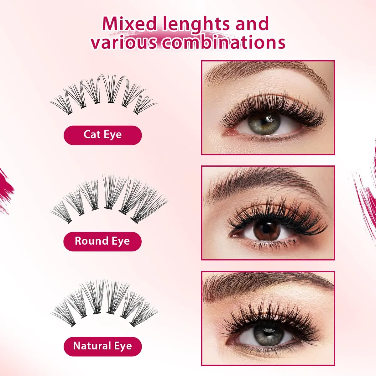 Bodermincer False Eyelash | 10D/20D Mixed, 0.07/0.10mm, 8-20mm, C Curl, Natural Look (70-120 chars) - view 6