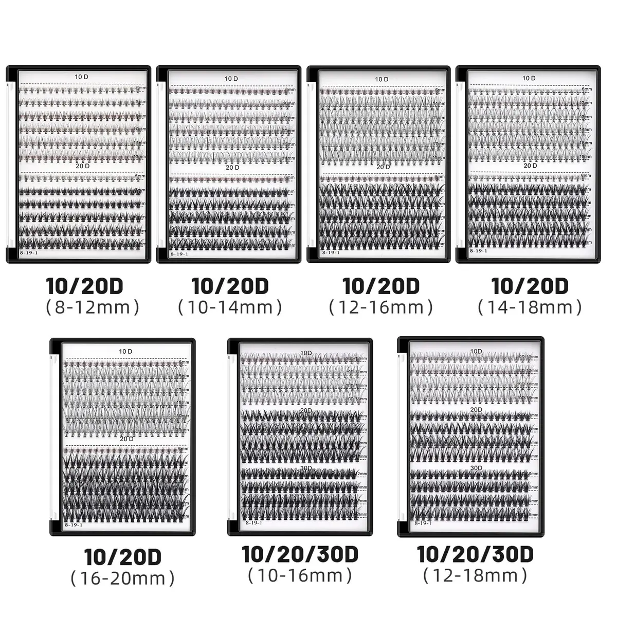 Bodermincer False Eyelash | 10D/20D Mixed, 0.07/0.10mm, 8-20mm, C Curl, Natural Look (70-120 chars) - view 7