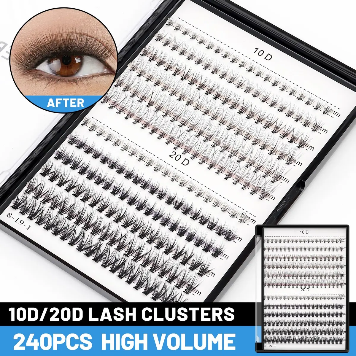 Bodermincer False Eyelash | 10D/20D Mixed, 0.07/0.10mm, 8-20mm, C Curl, Natural Look (70-120 chars) - view 2