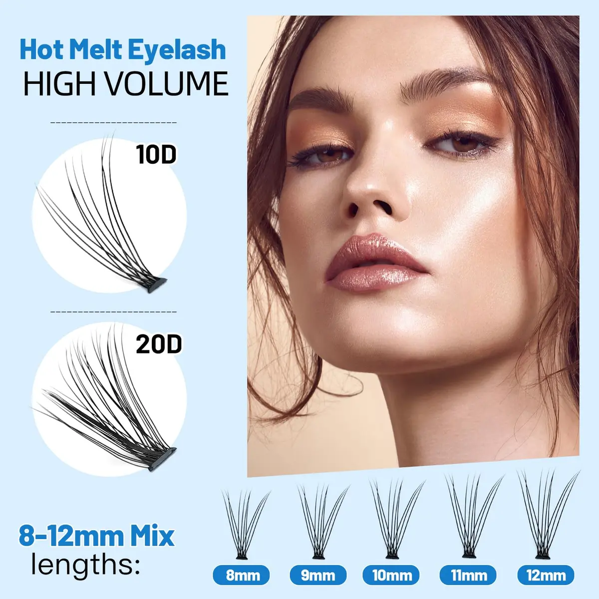 Bodermincer False Eyelash | 10D/20D Mixed, 0.07/0.10mm, 8-20mm, C Curl, Natural Look (70-120 chars) - view 4