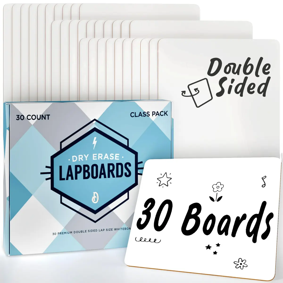 Dreamline Products Dry Erase Boards 30pc Double Sided 9" x 12" | Effortless Cleaning for Students & Teachers - main product image