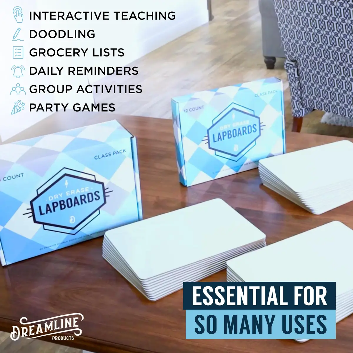 Dreamline Products Dry Erase Boards 30pc Double Sided 9" x 12" | Effortless Cleaning for Students & Teachers - view 6