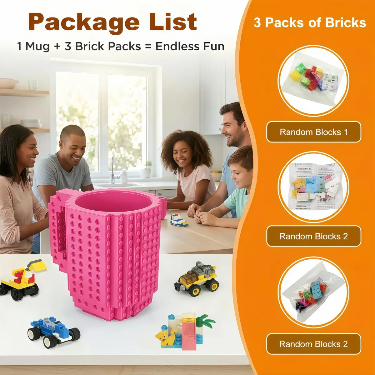 Lumsburry Build-on Brick Coffee Mug 350ml (11.8 Oz) | Fun DIY Novelty Cup for Kids & Adults - view 4