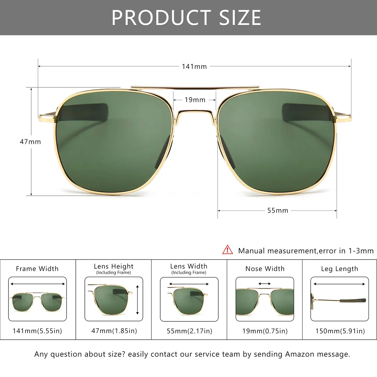 SUNGAIT Men's Military Style Polarized Pilot Aviator Sunglasses with Bayonet Temples | HD Polarized UV Protection - view 5