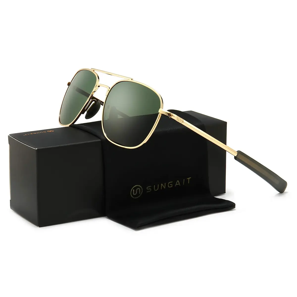 SUNGAIT Men's Military Style Polarized Pilot Aviator Sunglasses with Bayonet Temples | HD Polarized UV Protection - view 8