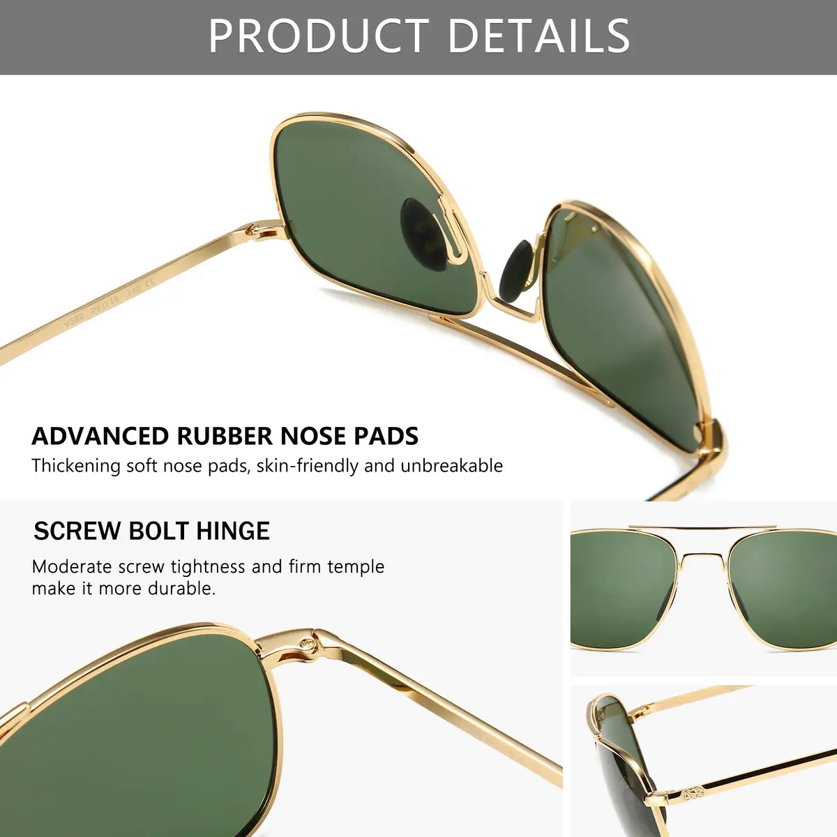 SUNGAIT Men's Military Style Polarized Pilot Aviator Sunglasses with Bayonet Temples | HD Polarized UV Protection - view 3