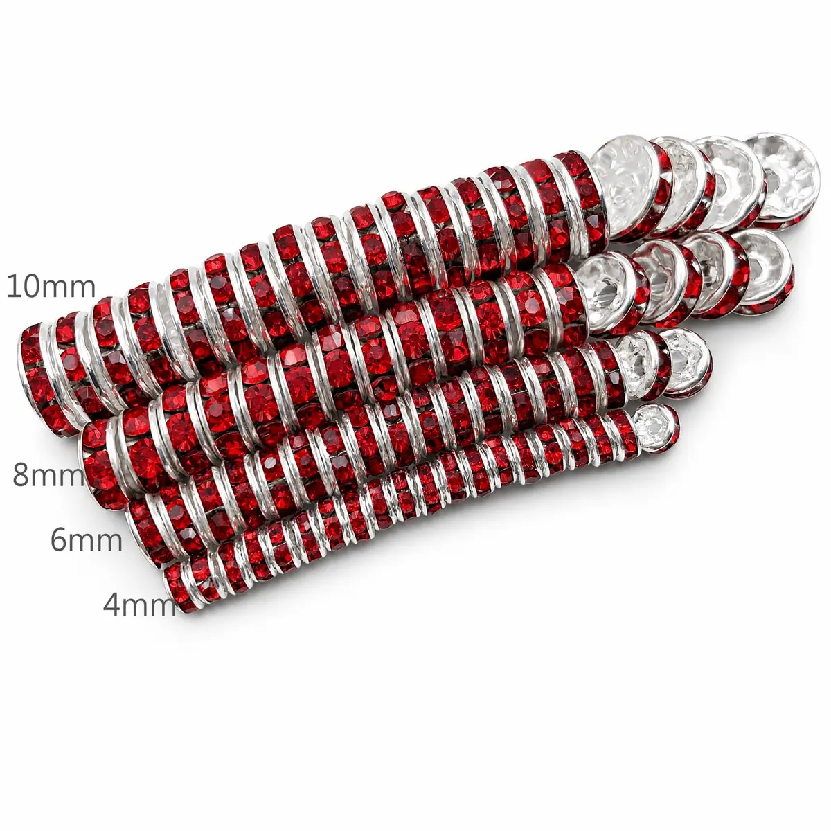 Allb 100pcs Red Czech Crystal Rondelle Spacer Beads 8mm | Jewelry Making Loose Beads for Bracelets - view 5