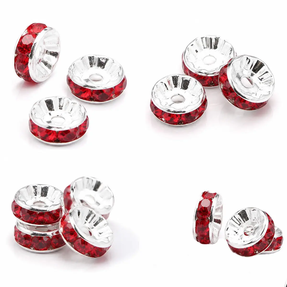 Allb 100pcs Red Czech Crystal Rondelle Spacer Beads 8mm | Jewelry Making Loose Beads for Bracelets - view 6