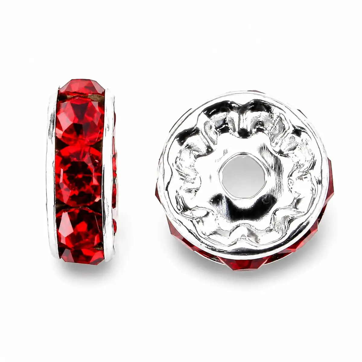Allb 100pcs Red Czech Crystal Rondelle Spacer Beads 8mm | Jewelry Making Loose Beads for Bracelets - view 3