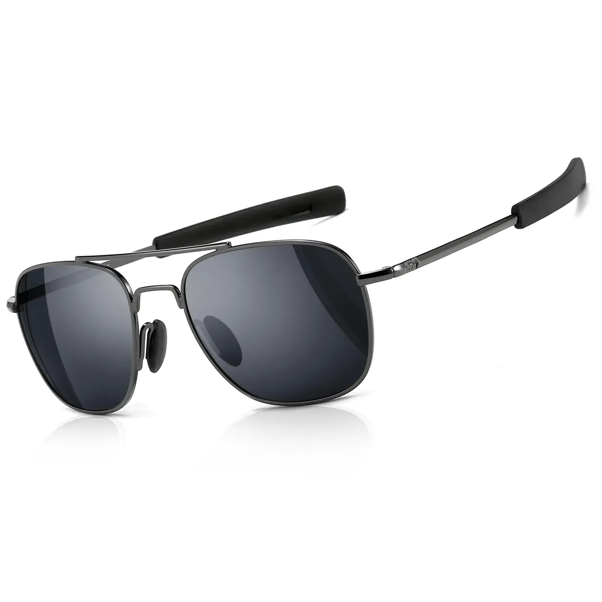 SUNGAIT Men's Military Style Polarized Pilot Aviator Sunglasses Gunmetal/Gray | UV Protection - main product image