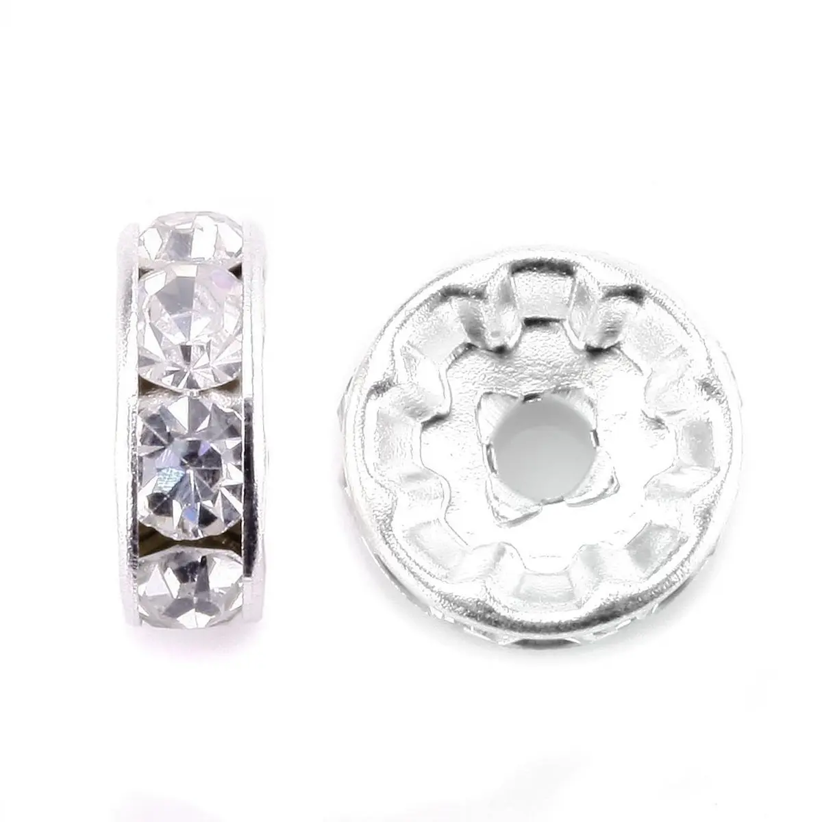Allb 100pcs 8mm Silver Plated Crystal Rondelle Spacer Beads | Jewelry Making Craft Beads - view 2