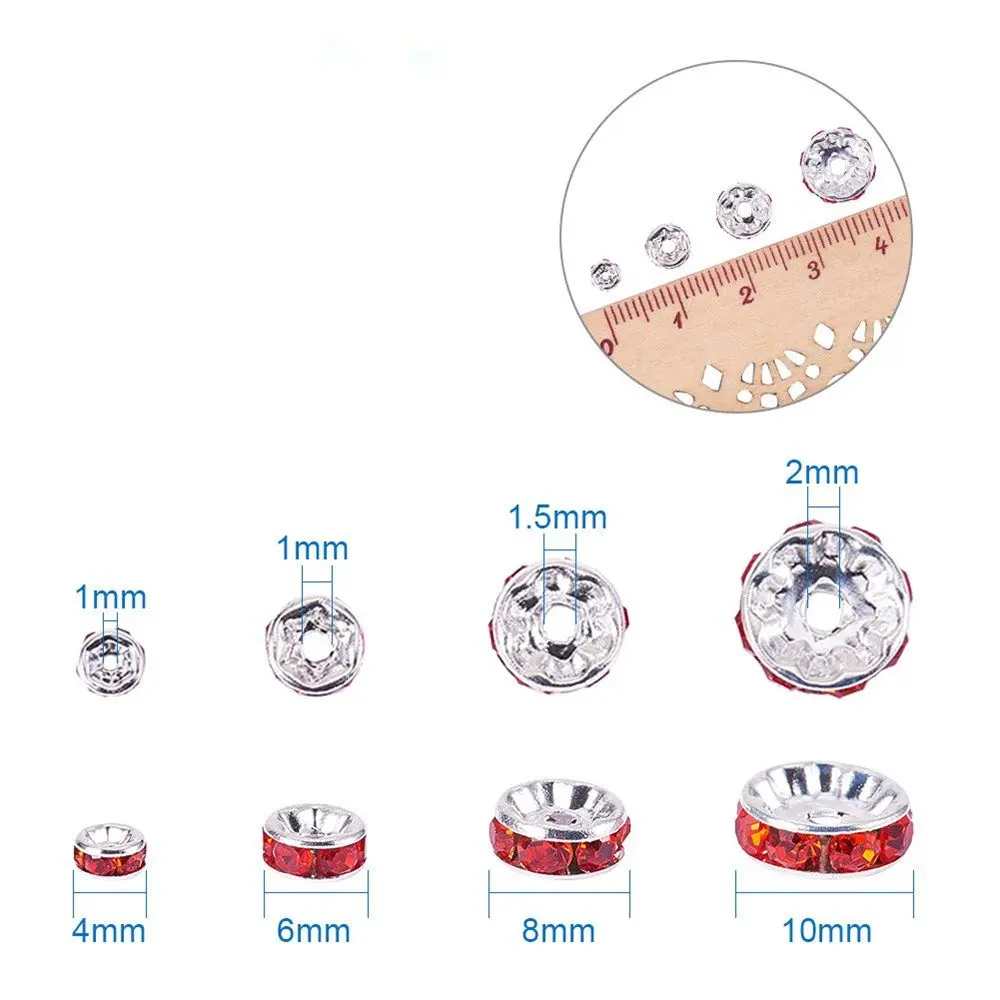 Allb 100pcs 8mm Silver Plated Crystal Rondelle Spacer Beads | Jewelry Making Craft Beads - view 3