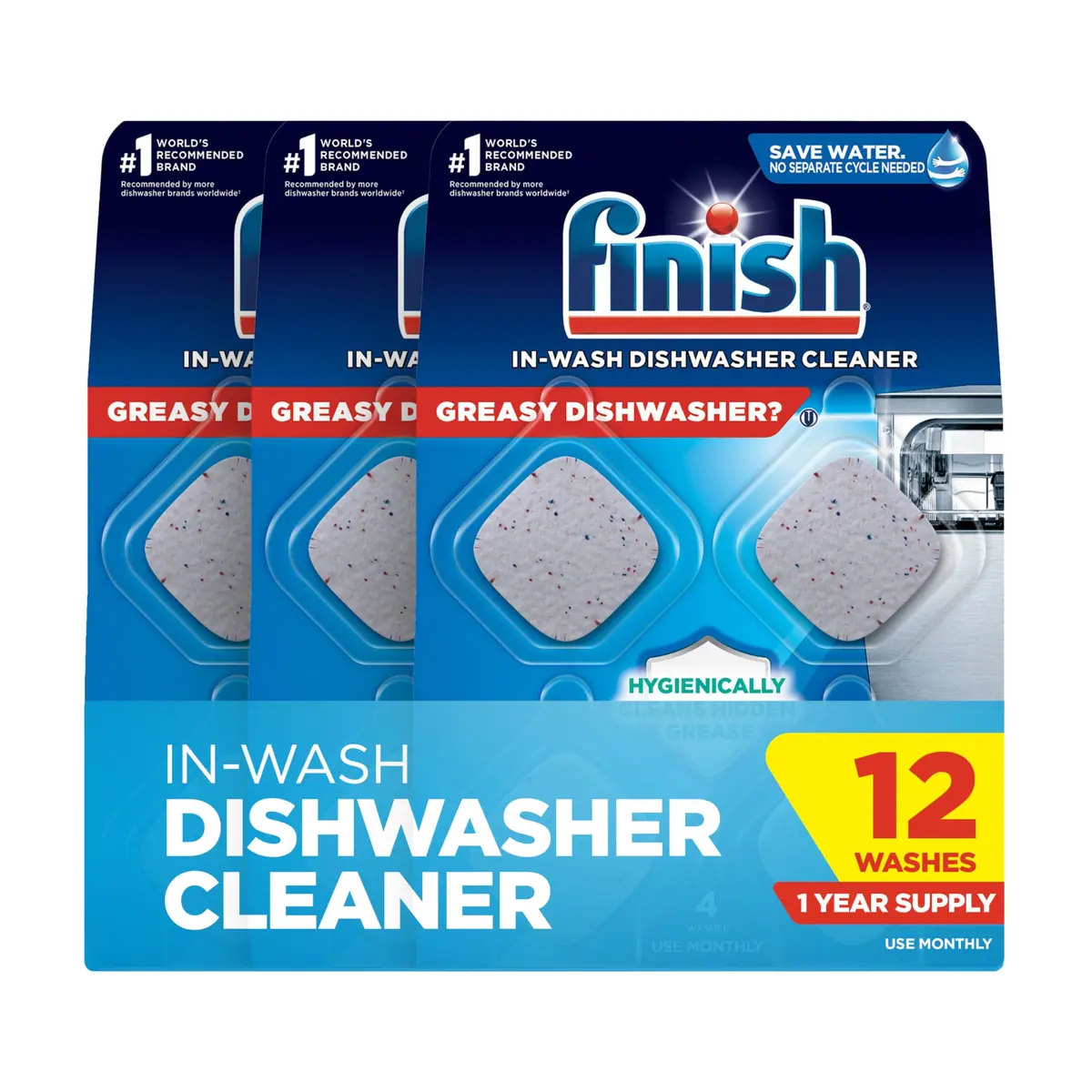 Finish Dishwasher Cleaner Tablets 12 Count (12 Month Supply) | Deep Cleans Hidden Grease & Grime - main product image