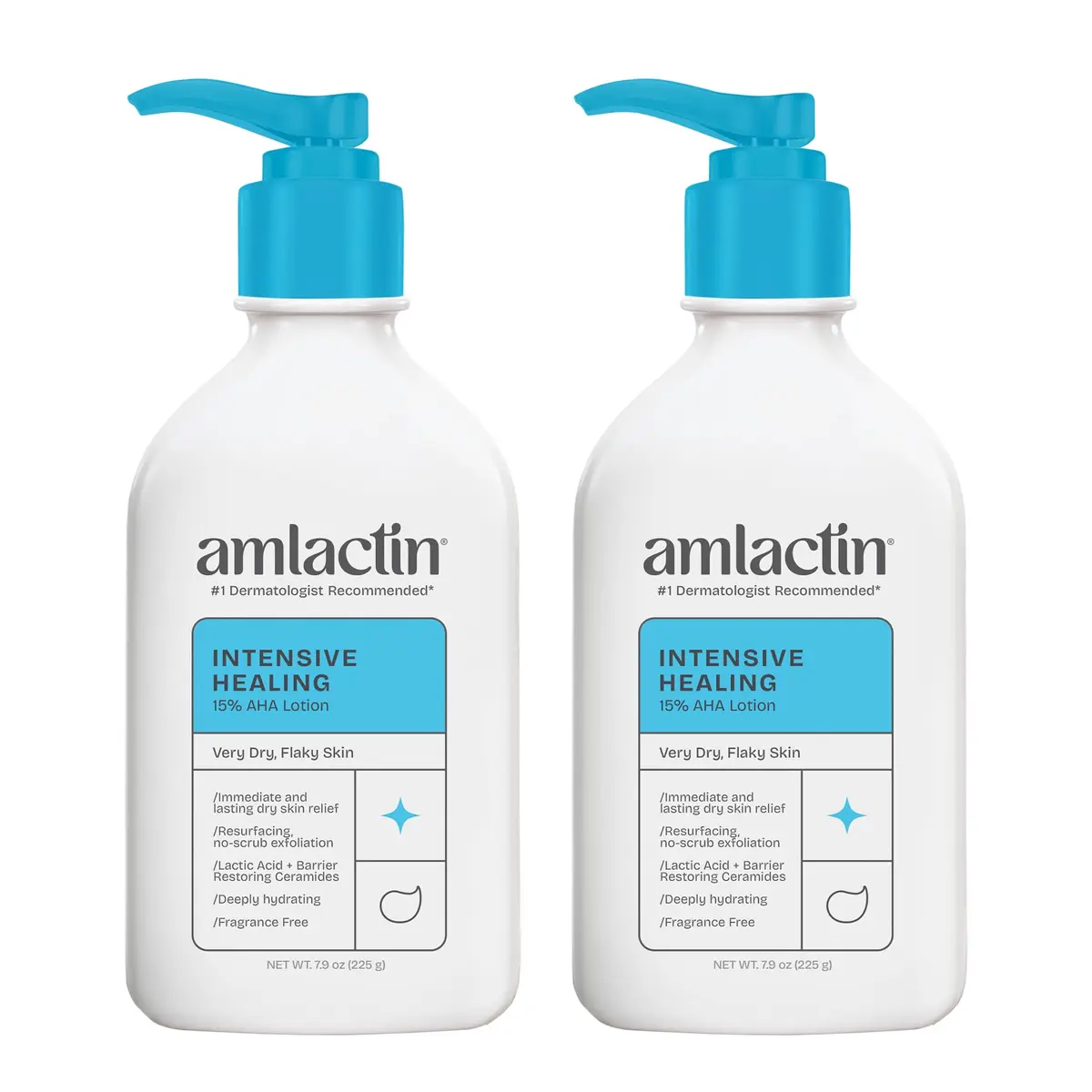 AmLactin Intensive Healing Body Lotion 15% Lactic Acid 15.8 oz (7.9 oz x 2) | Exfoliates & Deeply Moisturizes Rough Skin - main product image
