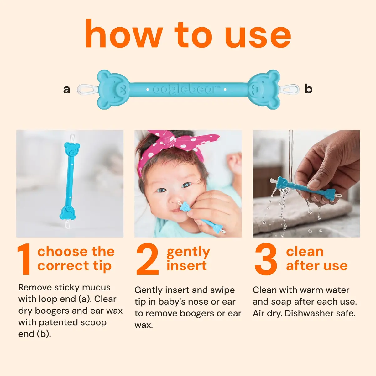 oogiebear Baby Nose & Ear Picker with Travel Case, 2-Pack Blue | Safe Dual-Ended Nasal & Ear Cleaner for Newborns & Toddlers - view 6