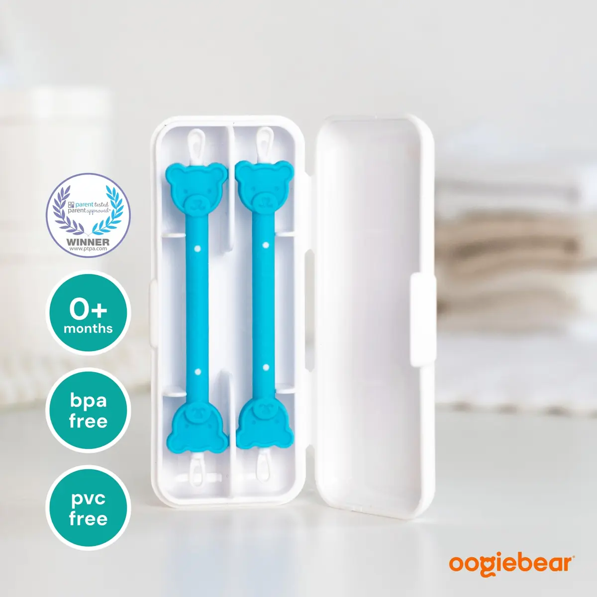 oogiebear Baby Nose & Ear Picker with Travel Case, 2-Pack Blue | Safe Dual-Ended Nasal & Ear Cleaner for Newborns & Toddlers - view 4