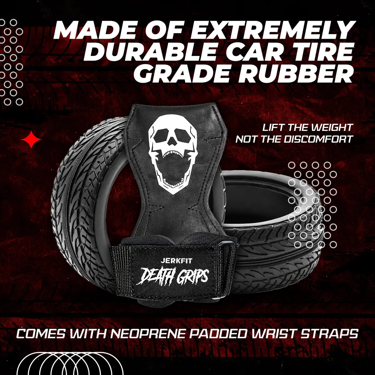 JerkFit Death Grips Lifting Straps for Deadlifts & Pull-Ups | Padded Support & Increased Grip (Medium) - view 5
