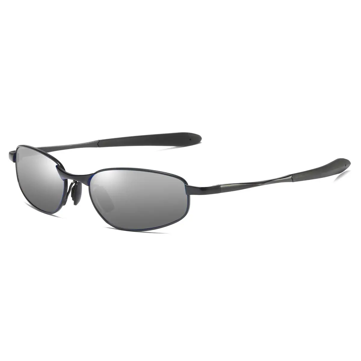 ZHILE Polarized Sunglasses Rectangular Wrap Metal Frame UV400 Protection (Silver mirrored, 53) | Impact-Resistant, UV400, Wraparound - main product image