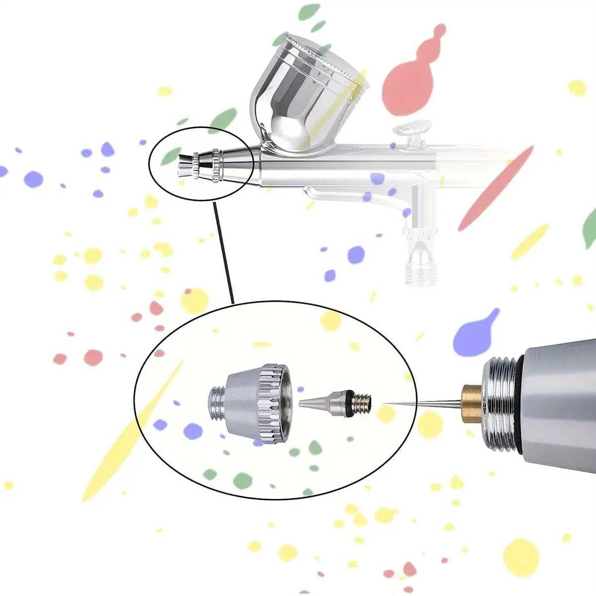 HUBEST Airbrush Replacement Parts Kit with 0.2mm, 0.3mm, 0.5mm Nozzles, Needles & Caps, Includes Wrench | Standard Dual-Action Gravity Feed Compatible - view 5