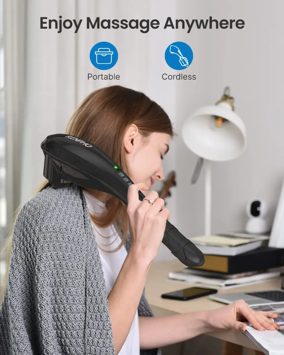RENPHO Rechargeable Handheld Back Massager with 5 Speeds & 5 Modes | Deep Tissue Percussion, Cordless, 140 Min Runtime - view 6