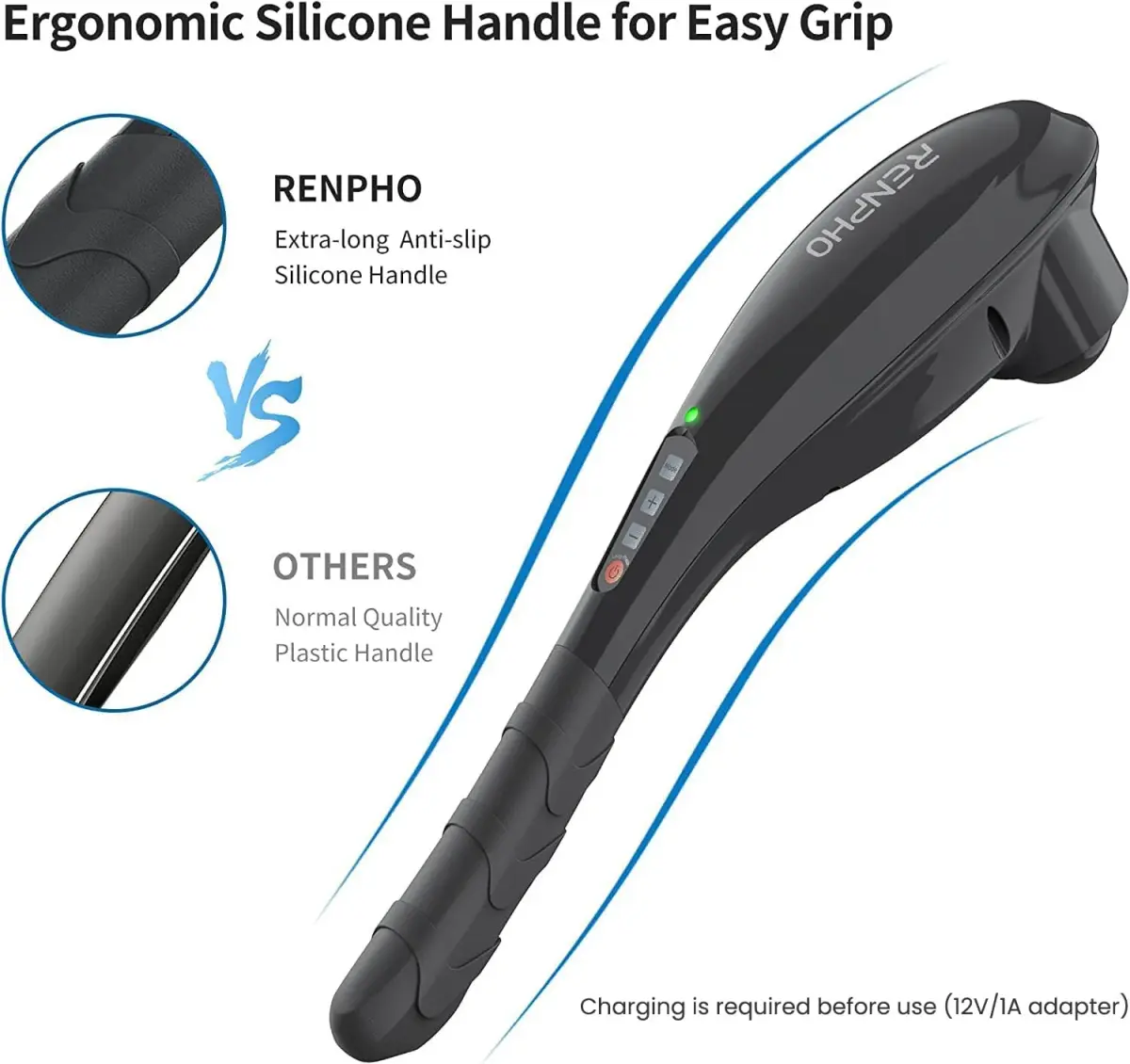 RENPHO Rechargeable Handheld Back Massager with 5 Speeds & 5 Modes | Deep Tissue Percussion, Cordless, 140 Min Runtime - view 2