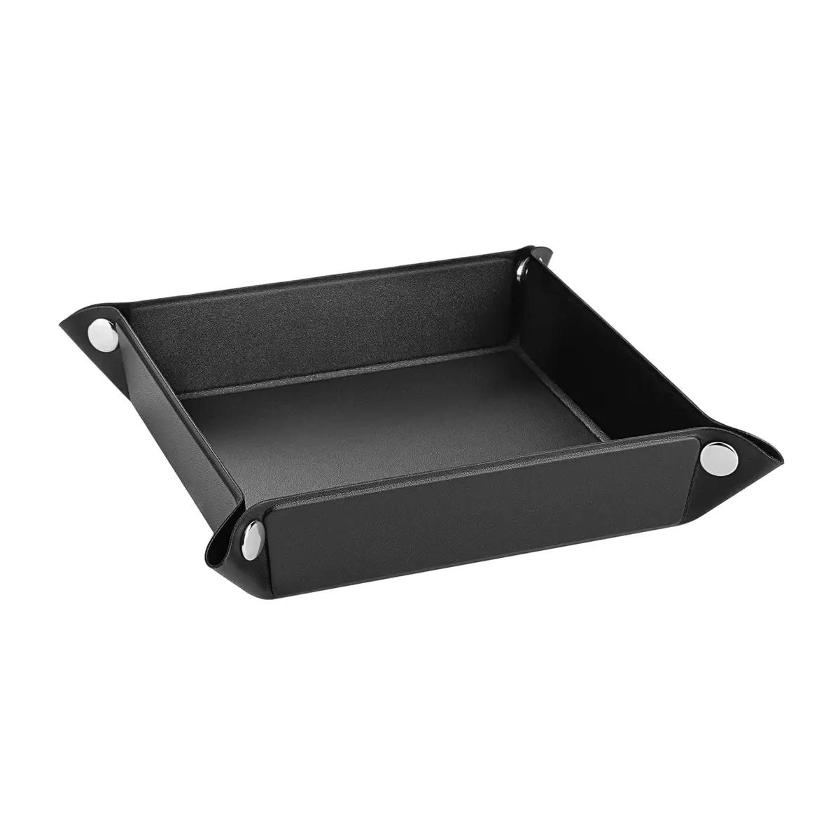 Luxspire Black PU Valet Tray for Keys, Coins, Jewelry & Phone | 16cm x 16cm (6.3" x 6.3") - view 2