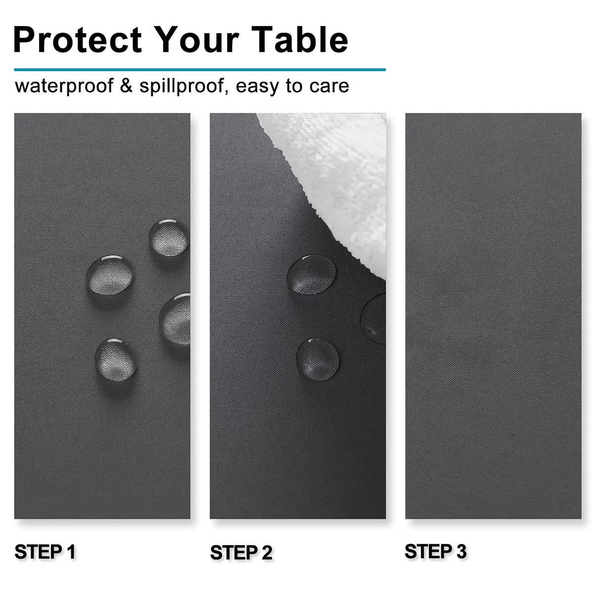 Hiasan Rectangle Tablecloth Grey 54 x 120 Inch | Water Resistant & Washable - view 3