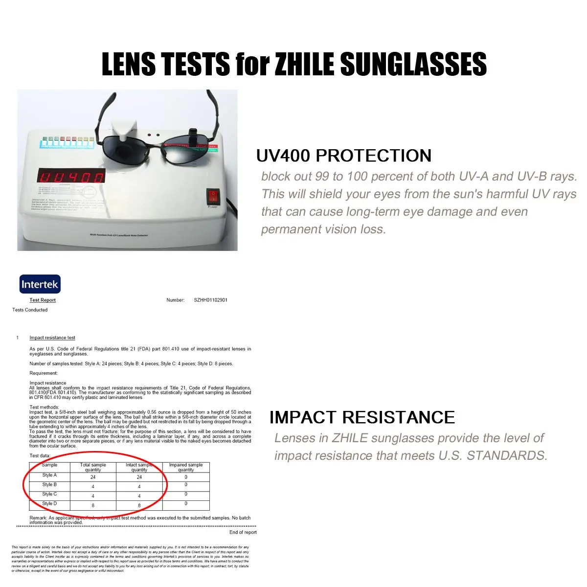 ZHILE Polarized Rectangular Sunglasses for Women, 53mm Lens Width | UV400 Protection - view 5