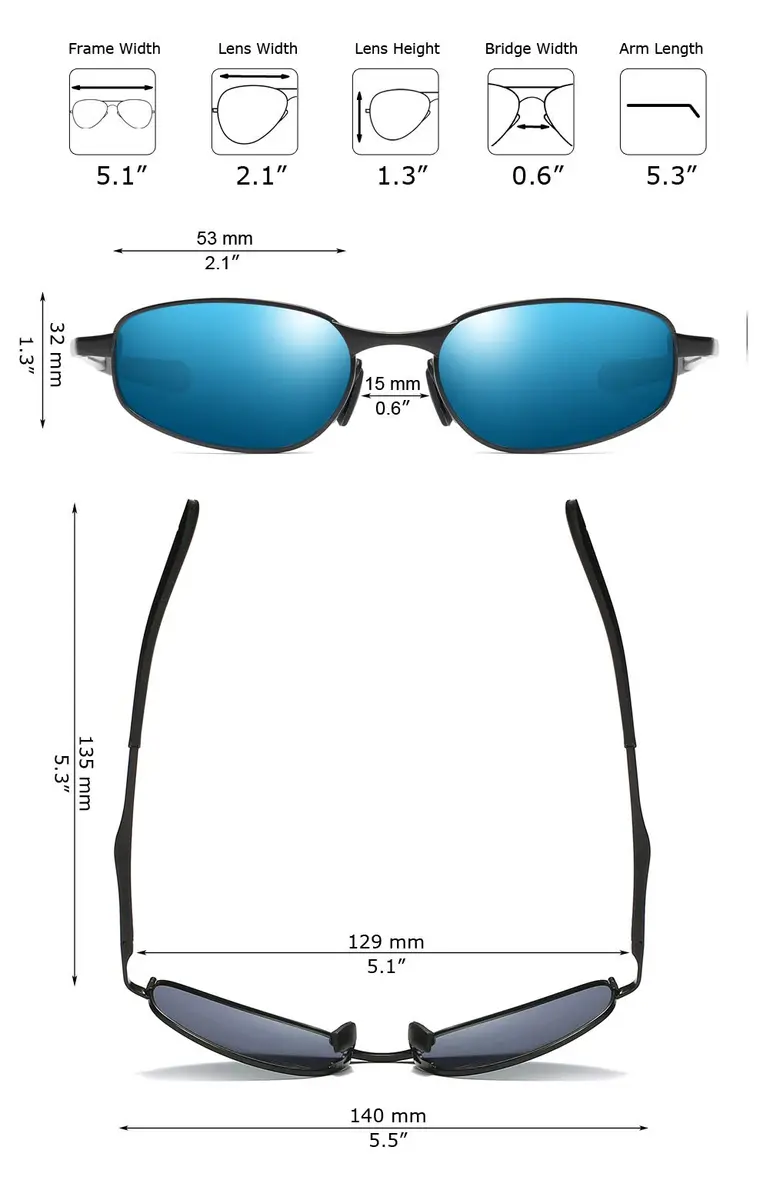 ZHILE Polarized Rectangular Sunglasses for Women, 53mm Lens Width | UV400 Protection - view 7