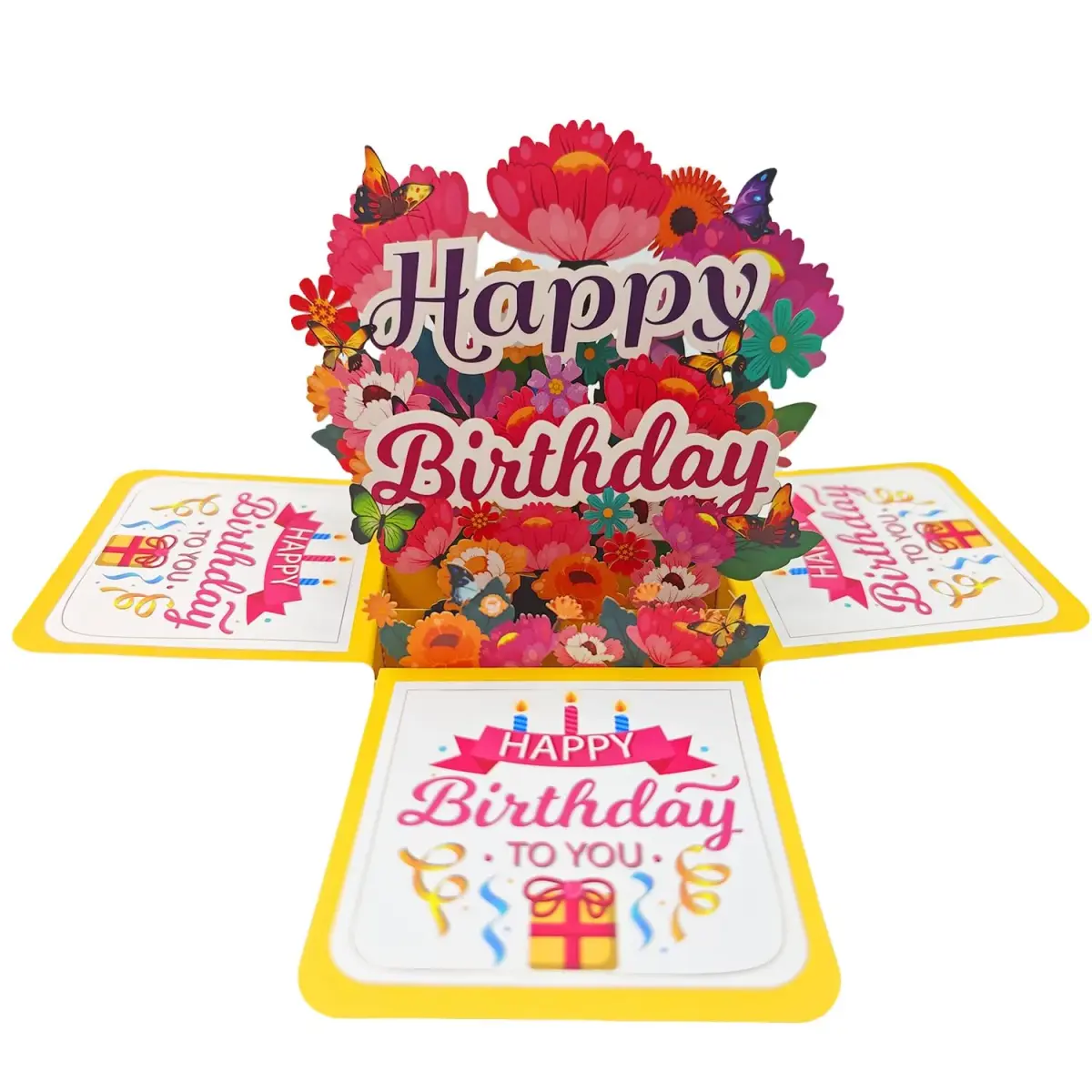 Akeydeco Flower Birthday Cards 3D Pop Up Greeting Card with Laser Cut Design - main product image