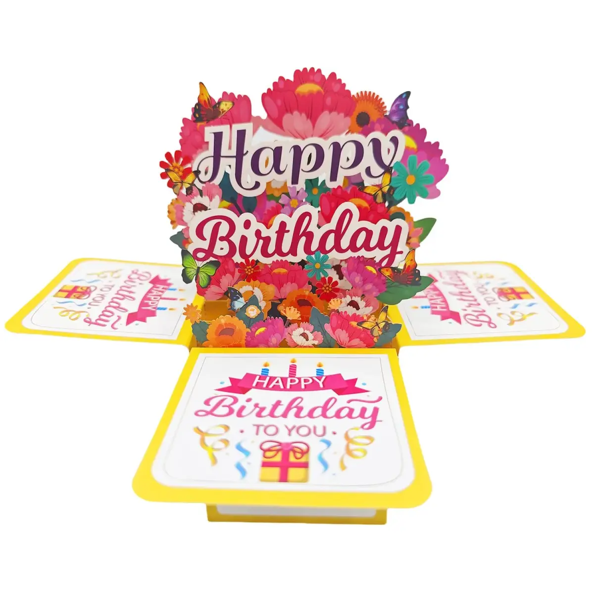Akeydeco Flower Birthday Cards 3D Pop Up Greeting Card with Laser Cut Design - view 2