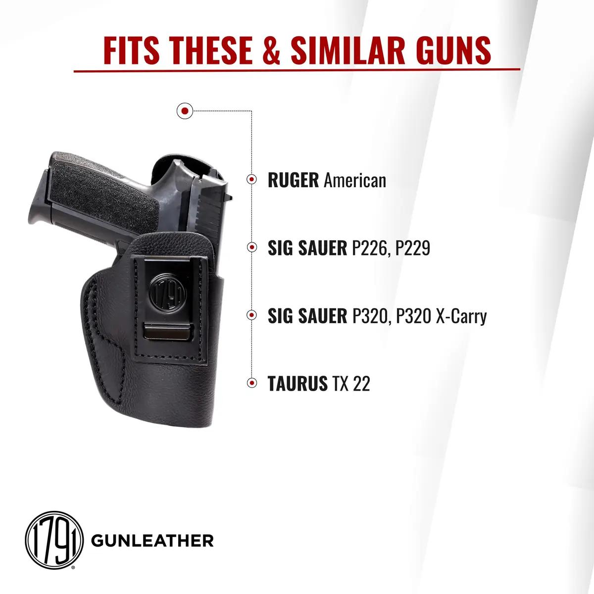 1791 Gunleather IWB Holster Fits H&K VP9SK, P2000, 45c, Sig P320c, P229c | Premium American Steerhide, Concealed Carry - view 3
