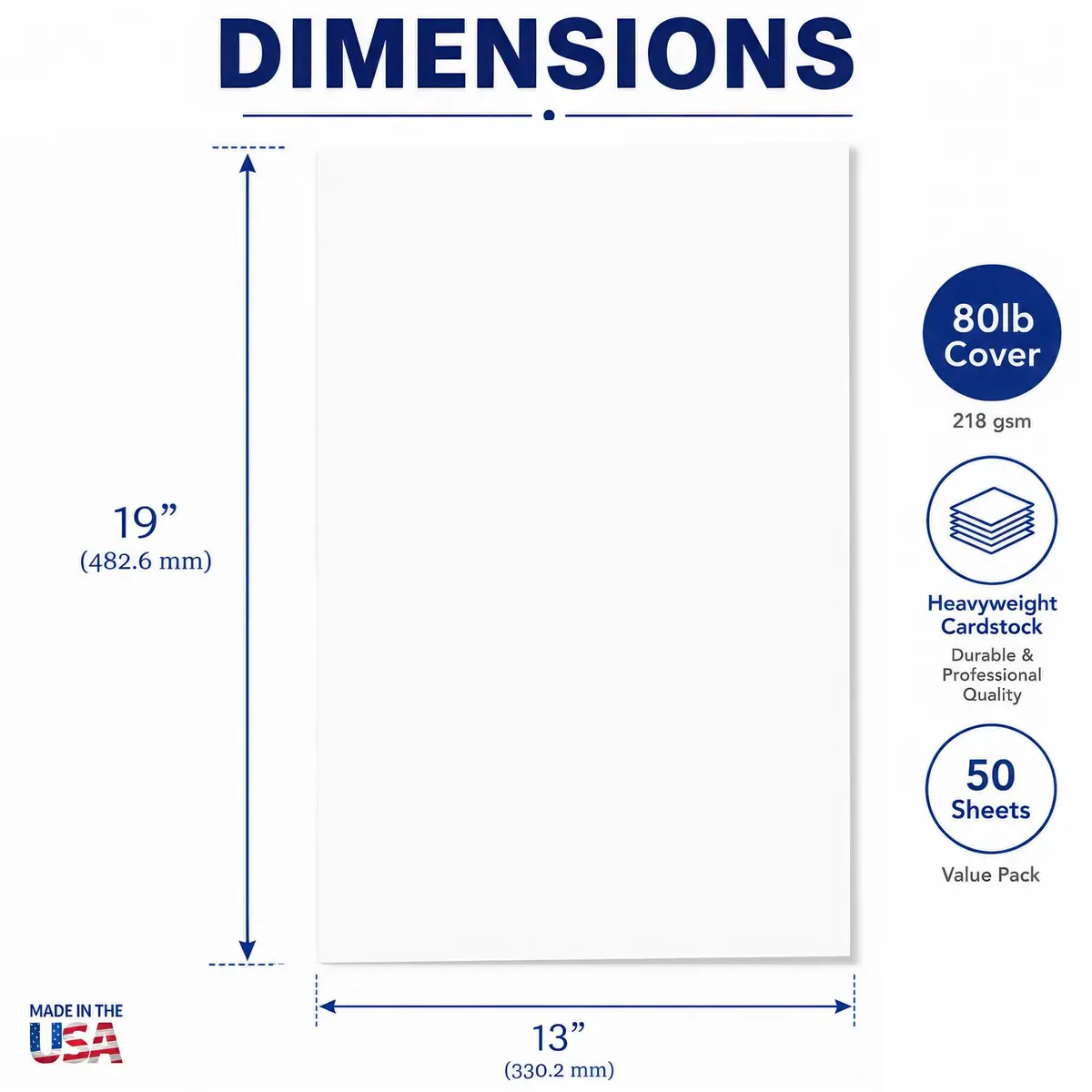 Desktop Publishing Supplies 13" x 19" Cardstock Paper | Heavy 80lb Cover White Matte 50 Sheets - view 2