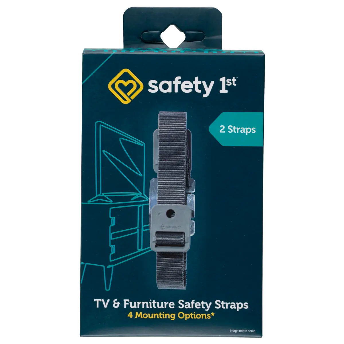 Safety 1st TV & Furniture Safety Straps, Black, 2‑Pack, Screws Included | 53" Long, Multi-Configuration - main product image