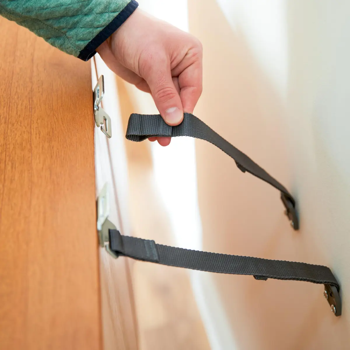 Safety 1st TV & Furniture Safety Straps, Black, 2‑Pack, Screws Included | 53" Long, Multi-Configuration - view 8