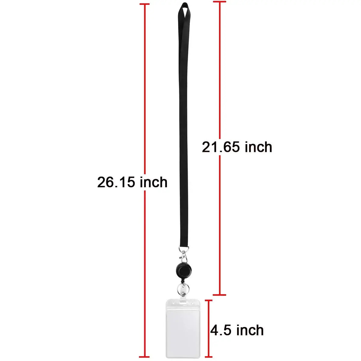 YOUOWO Retractable Badge Reel with Lanyard and Vertical ID Holder (2-Pack, Black) | Holds ID Cards, Keys, and More - view 3