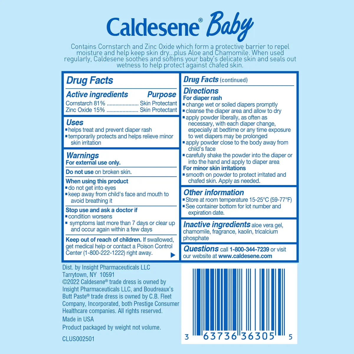 Caldesene Baby Powder with Zinc Oxide, Cornstarch, 5 Oz | Talc-Free, Diaper Rash Relief - view 7