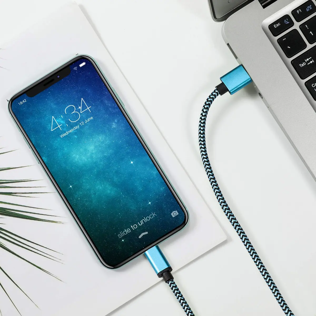 RoFI Red Micro USB Cable 15ft (4.57m) with 3A Fast Charging | Durable Nylon Braided Charger Cord - view 5