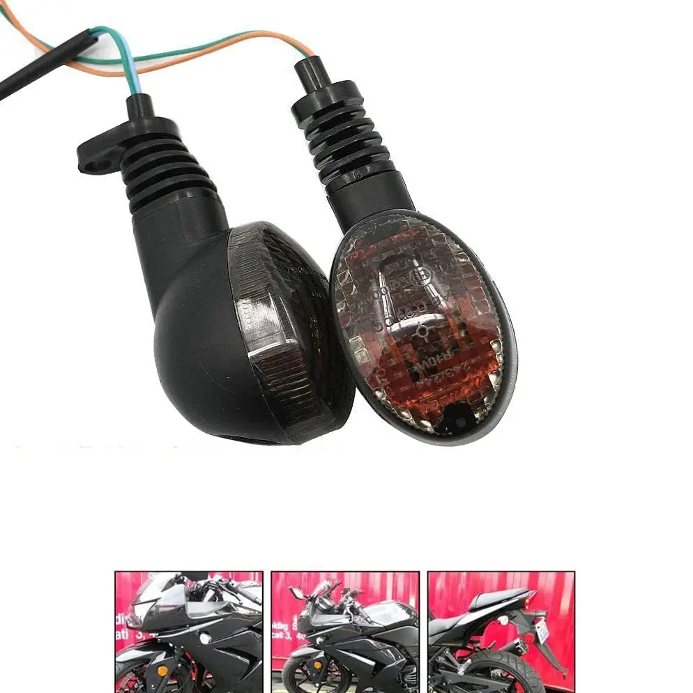 motoparty Motorcycle Turn Signals for Kawasaki Ninja 250R EX250R 2008-2012, Smoke Shell LED Indicators (Front/Rear) - view 3