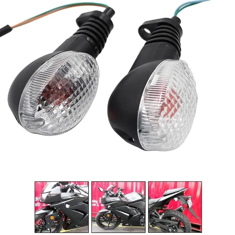 motoparty Motorcycle LED Turn Signal Indicators for Kawasaki Ninja 250R EX250R 2008-2012, Clear Lens (Front/Rear) - view 2