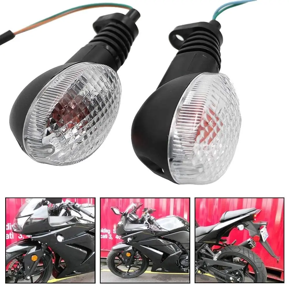 motoparty Motorcycle LED Turn Signal Indicators for Kawasaki Ninja 250R EX250R 2008-2012, Clear Lens (Front/Rear) - view 4