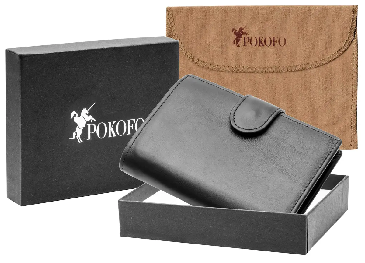 POKOFO Genuine Leather RFID Blocking Trifold Wallet for Men | 14 Card Slots, Black - view 6