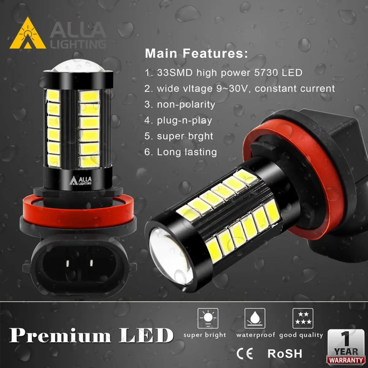 Alla Lighting H16/H11/H8 LED Fog Light Bulbs 6000K Xenon White 2800 Lumens (2-Pack) | Plug-and-Play Upgrade for Brighter Driving - view 5