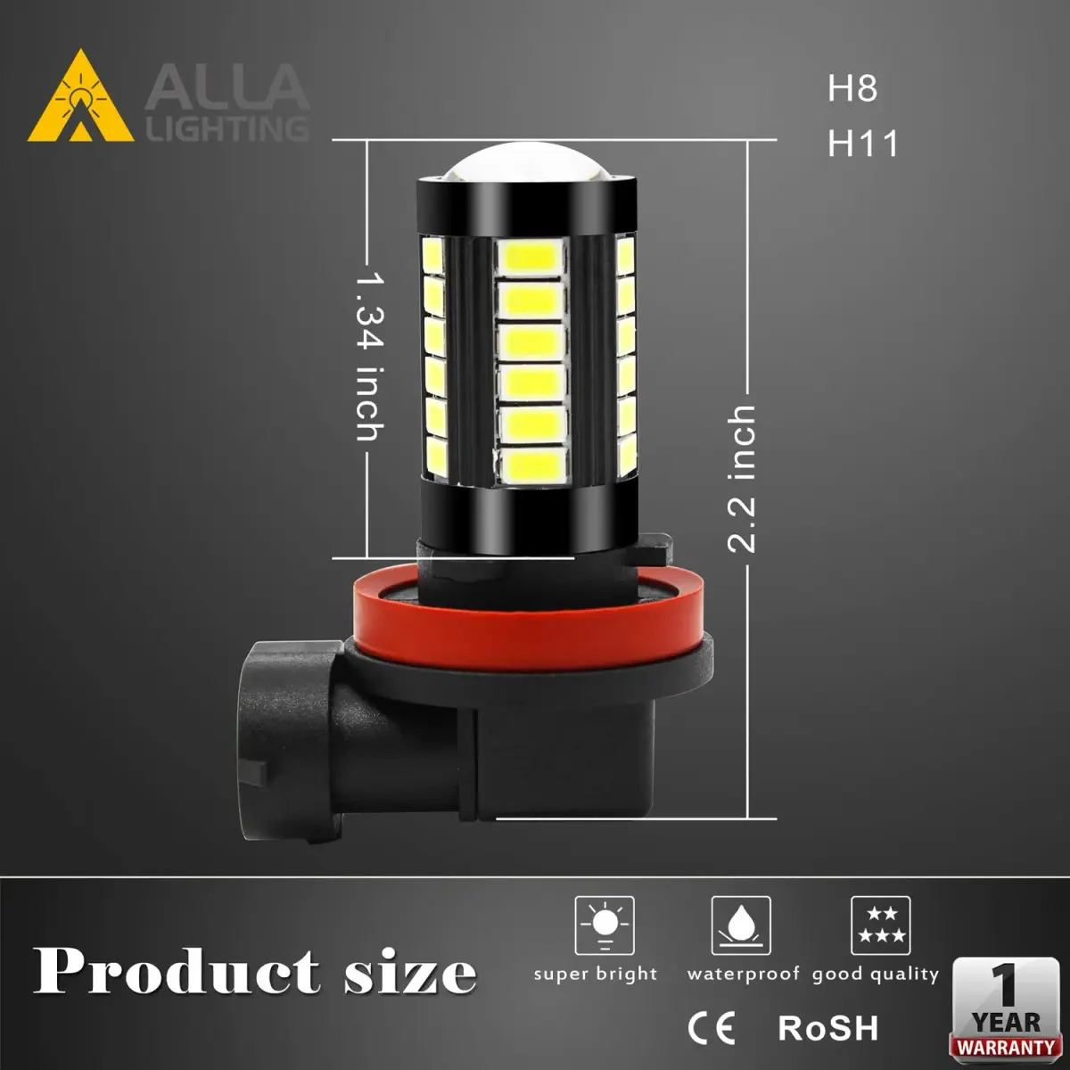 Alla Lighting H16/H11/H8 LED Fog Light Bulbs 6000K Xenon White 2800 Lumens (2-Pack) | Plug-and-Play Upgrade for Brighter Driving - view 6