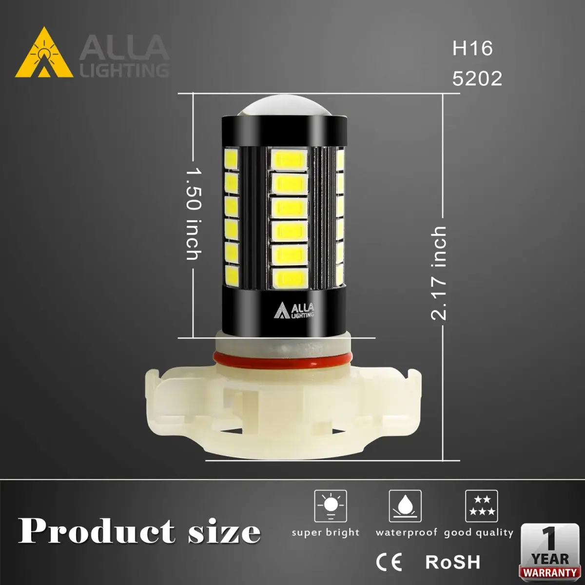 Alla Lighting 5202 PS19W LED Fog Light Bulbs 2800Lms 6000K Xenon White | Plug-and-Play Replacement for DRL & Fog Lights - view 6