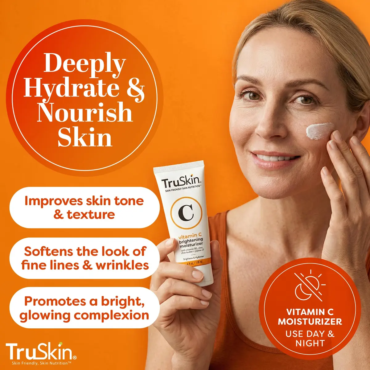 TruSkin Vitamin C Face Cream - Brightening Daily Moisturizer 118ml (4 fl oz) | Hydrates, Brightens, and Smooths for Radiant Skin - view 3