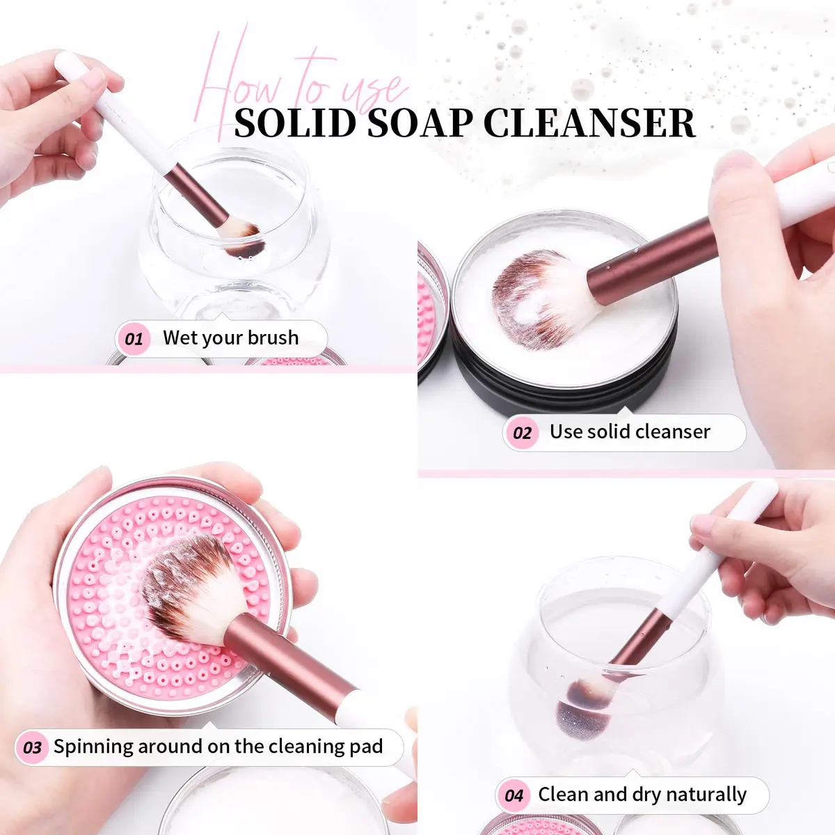 DUcare Makeup Brush Cleaner Solid Soap & Color Removal Sponge | Coconut Scented, Travel Friendly, 2 Pack - view 2