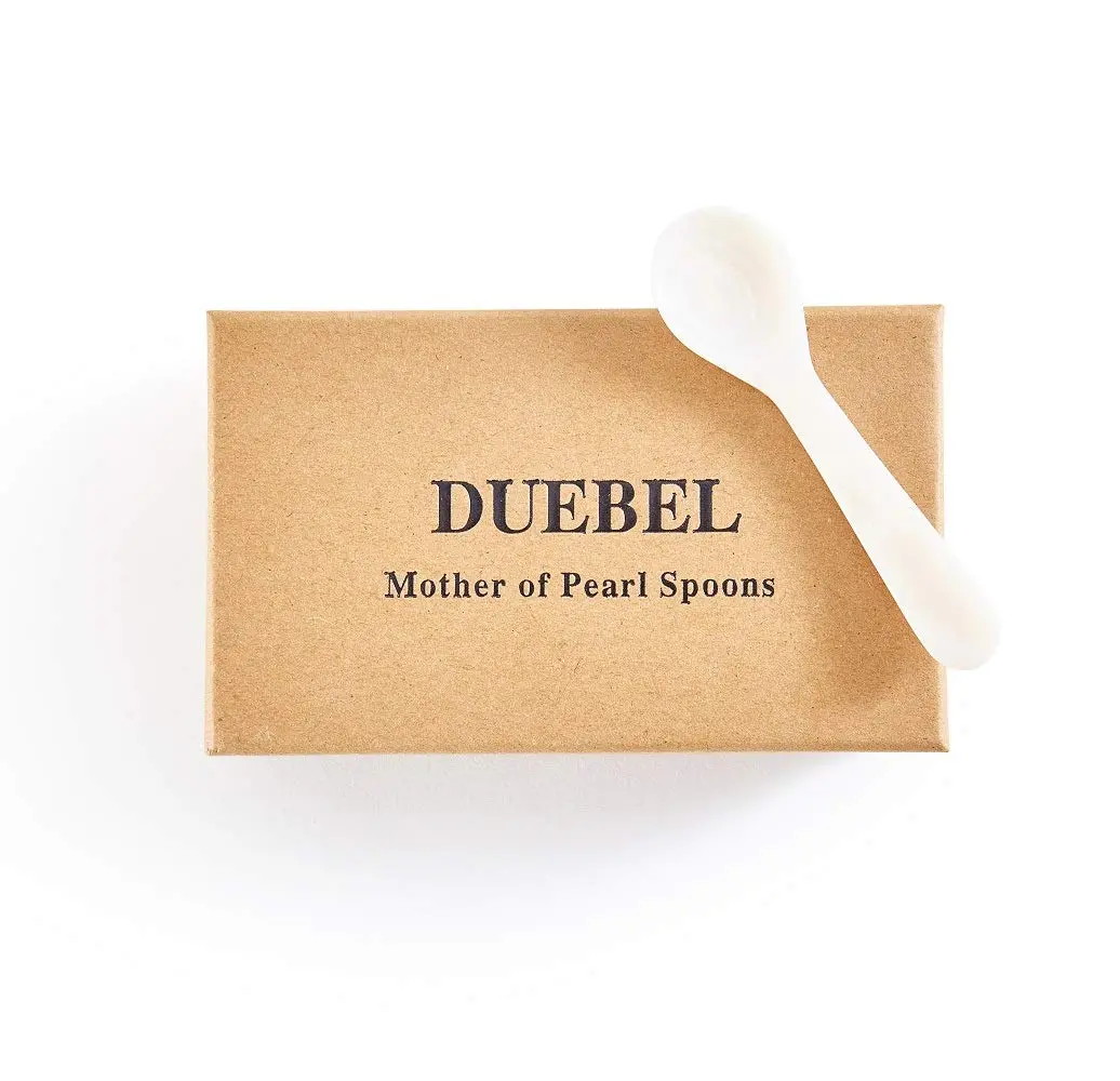 DUEBEL Set of 6 White Mother of Pearl Caviar Spoons for Caviar, Egg, Coffee Serving, Restaurant Serving Set (3.55) - view 6