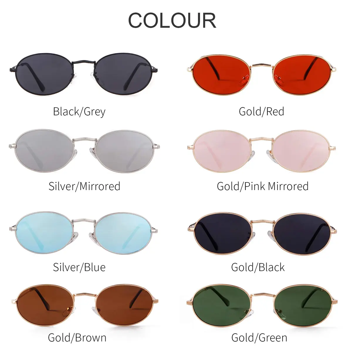 GIFIORE Oval Sunglasses for Women Men, Small Oval Red Lens Sunglasses | Lightweight Metal Frame - view 7